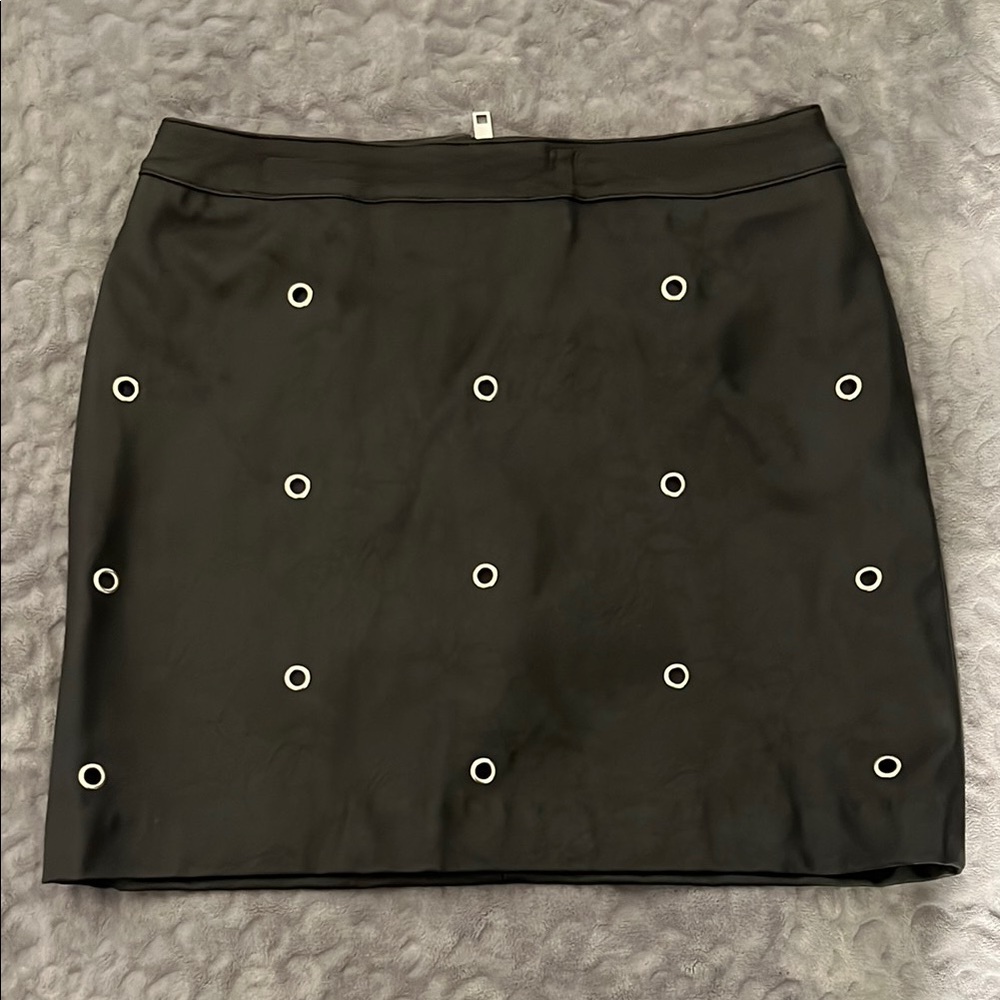 Black Skirt with Eyelet Details H&M pleather mini